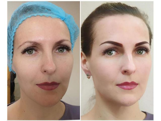 Пудровые бровки в технике Ламинирование ресниц