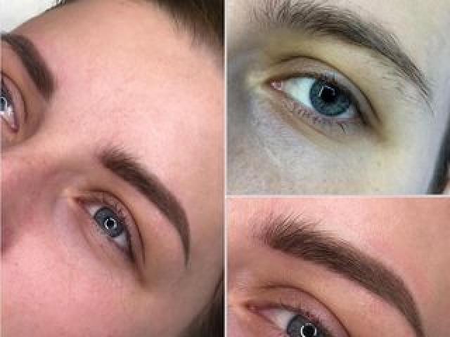 Пудровые бровки в технике Ламинирование ресниц